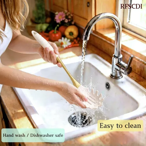 Miniatura 5 de Elegante juego de utensilios de cocina de silicona de oro blanco, no tóxicos, aptos para lavavajillas, con asas cómodas resistentes al calor