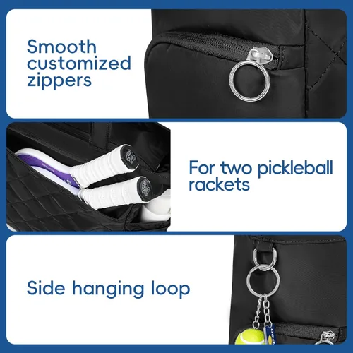 Miniatura 6 de KAVIGOR Bolsa de tenis con compartimento para zapatos - Bolsa extragrande acolchada para pickleball con capacidad para 2-4 raquetas, resistente al