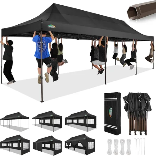 Miniatura 10 de COBIZI Tienda de campaña desplegable resistente de 10 x 10 con 4 paredes laterales extraíbles, toldo desplegable Ez con bolsa portátil, carpa