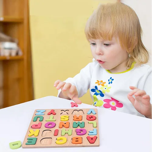 Miniatura 6 de Rompecabezas de madera para niños pequeños, paquete de 2 rompecabezas con forma del alfabeto para niños de madera Montessori con forma de número