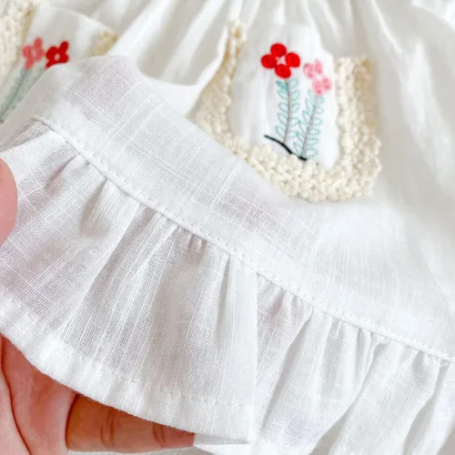 Miniatura 6 de IMEKIS Vestido mexicano para niña pequeña, mameluco bordado para hermanas a juego, trajes étnicos, vestido de verano
