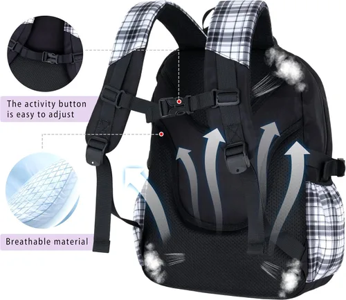 Miniatura 4 de Roffatide Mochila de anime para nuevo semestre con bonitos alfileres, antirrobo, mochila para computadora portátil, mochila de viaje para senderismo