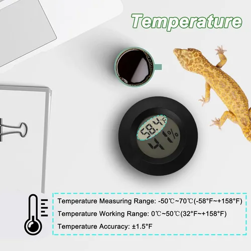 Miniatura 4 de Termómetro y medidor de humedad para reptiles Termómetro circular digital para terrario Accesorios circulares para jaula de dragón barbudo Medidor