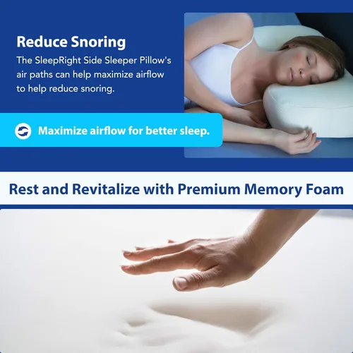 Miniatura 6 de Splintek SleepRight - Almohada de espuma viscoelástica SleepRight para dormir, la mejor almohada para dormir de lado, tamaño estándar de 24 x 5