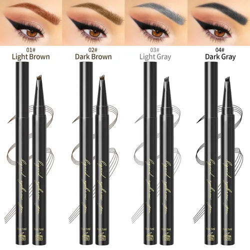 Miniatura 5 de Lápiz de cejas Microblading, lápiz líquido para cejas micro 4 puntas, lápiz de cejas de larga duración, resistente al agua y a las manchas, #01