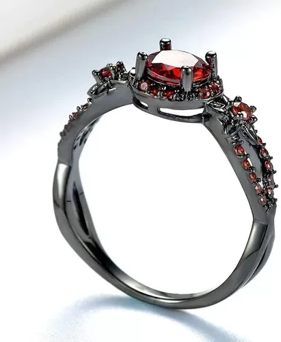 Miniatura 2 de Anillos negros góticos púrpura rojo cristal circón diamante boda anillo de compromiso tamaño 5-10