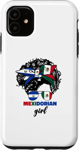 Miniatura 6 de Funda para iPhone 13 Pro Max mitad mexicana y salvadoreña mexicana y salvadoreña para niña con la bandera de El Salvador