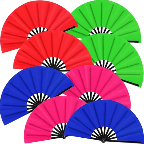 Miniatura 13 de Blulu 8 piezas de abanicos grandes plegables para baile en línea de 13 pulgadas, abanico en el suelo para baile en línea para mujeres y hombres