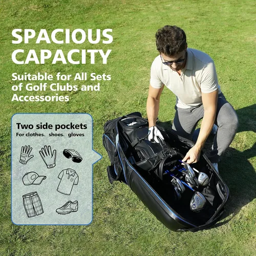 Miniatura 6 de Golf Travel Bags for Airlines with Wheels, Hard Case Top and 1680D Heavy Duty Oxford Protect Golf Clubs, Lightweight and Easy to Maneuver