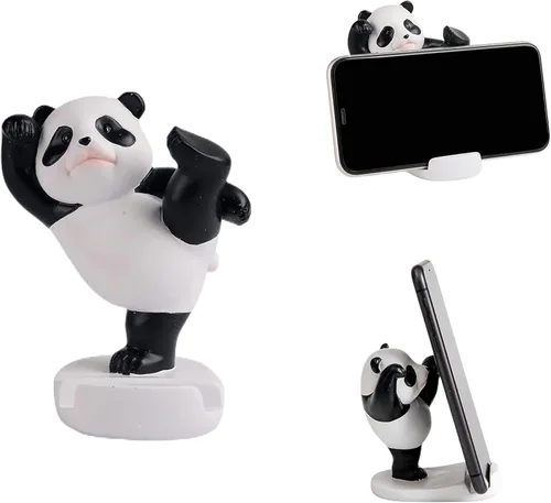 Miniatura 7 de Cute Panda Phone Stand for Desk Resin Bear Figurines Phone Holder White and Black Statue Kawaii Desk Accessories