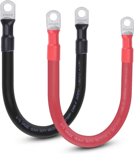 Miniatura 21 de Cable de batería flexible de 1/0 AWG con terminales de 3/8" - Alambre de cobre puro OFC para inversor y soldadura para automotriz, solar, RV