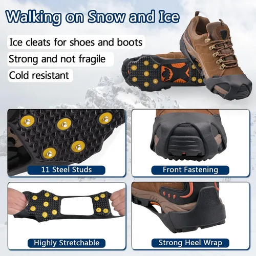 Miniatura 3 de Tacos de tracción de hielo crampones para caminar sobre nieve y hielo zapatos antideslizantes para nieve de hielo tacos de tracción para invierno
