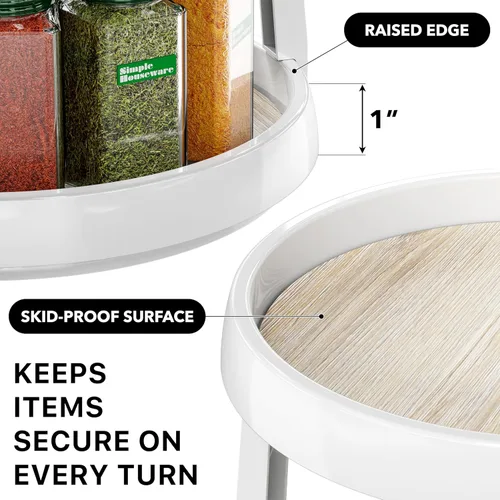 Miniatura 4 de Simple Houseware Organizador de especias Lazy Susan de 2 niveles, 10 pulgadas de diámetro, arce
