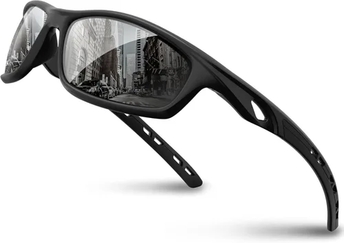 RIVBOS RB833 - Lentes de sol polarizados, unisex, con protección contra rayos ultravioleta, para deportes, pesca, conducción y ciclismo negro