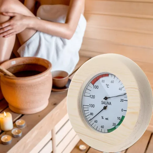 Miniatura 4 de Higrotermógrafo de sauna Termómetro interior Medidor de humedad Termómetro de habitación Higrómetro Equipo de medición de temperatura de madera
