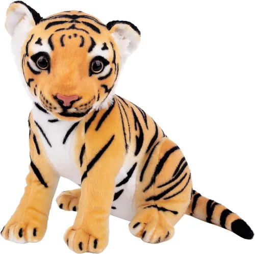 Berry President Juguetes de peluche de tigre, juguetes de peluche de tigre sentado, peluche realista para niños y niñas (amarillo, 9.4 pulgadas)
