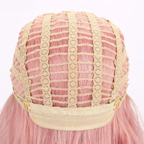 Miniatura 5 de VCKOVCKO Peluca natural ondulada rosa pastel, pelucas coloridas con flequillo de aire, pelucas cortas estilo Bob para mujer, pelucas largas hasta