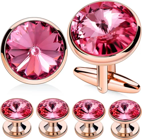 Miniatura 54 de HAWSON Gemelos para hombre con juego de tachuelas de camisa de 4/6 piezas, caja de regalo, joyería para hombre o accesorios para boda, fiesta