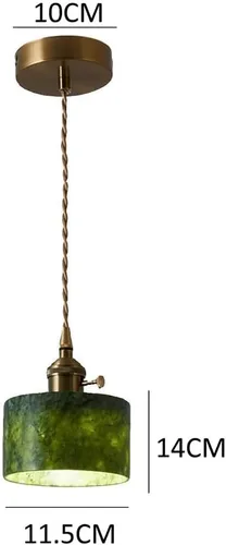 Miniatura 3 de 4.5in Mini Pendant Light Fixtures, Modern Industrial Metal Ceiling Hanging Lighting, Vintage Green Natural Stone Shade Chandelier for Kitchen Island