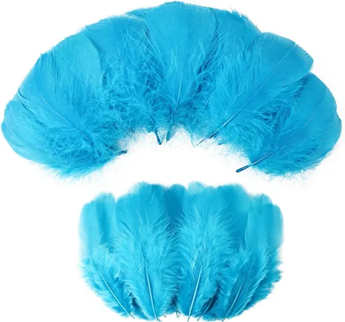 MAOFENG 480 plumas naturales, color azul, de 3 a 5 pulgadas, para manualidades, Halloween, boda, hogar, fiesta, decoración, color azul aguamarina
