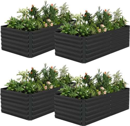 Miniatura 22 de NAVINE Cama de jardín elevada de 8 x 4 x 2 pies, macetas elevadas de metal grande, macetas para plantas al aire libre para verduras, flores