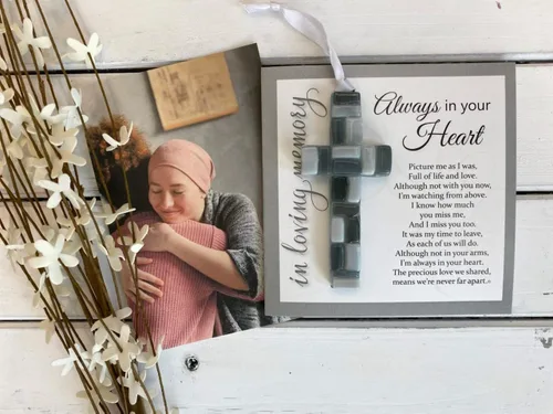 Miniatura 3 de Sentimiento de condolencia con cruz de cristal hecho a mano en Estados Unidos, regalo de condolencia por pérdida de un miembro de la familia, adorno