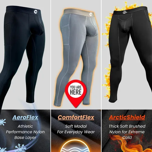Miniatura 4 de Pantalones de Compresión Real Men Modal ABCD Pouch - 1 Paquete, Leggings Modales para Hombres, Pantalones de Yoga, Mallas, Capa Base para Clima Frío