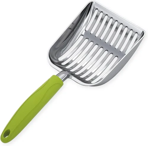 Miniatura 27 de WePet Cuchara de arena para gatos, tamiz de aleación de aluminio, pala de metal profunda, mango largo, tamizado de excrementos, levantador de heces