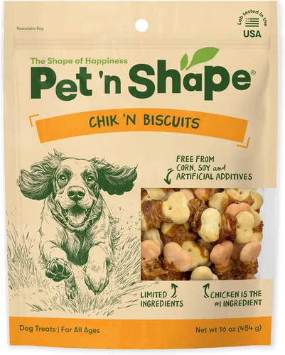Pet 'n Shape Chik 'n Wrapped Biscuits - Golosinas para perros de carne seca - 1 libra