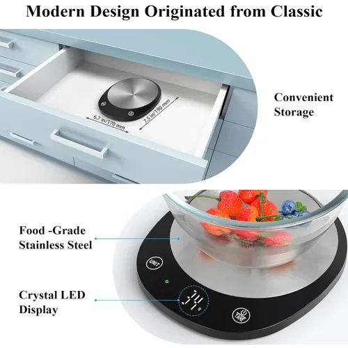 Miniatura 6 de Homebuds Báscula digital de alimentos de 22 libras gramos y onzas en 0.04 oz, alta precisión garantizada por la fábrica profesional de básculas