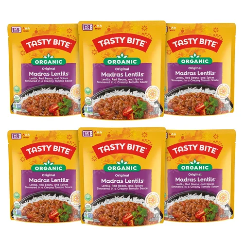 Tasty Bite - Lentejas Madras, comida hindú, platillo listo para comer, para meter al microondas, 10 onzas (6 unidades)