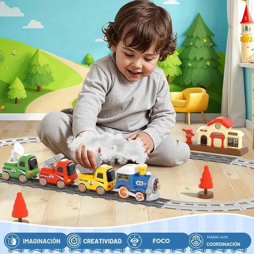 Miniatura 5 de Juego de Tren MORECOLL para Niños Pequeños con Vapor, Música y Luces - Primer Tren Choo Choo para Niños Pequeños, Juego de Tren Eléctrico