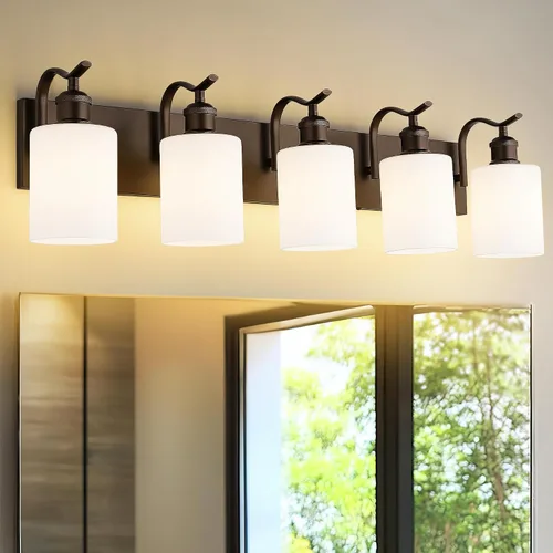 Miniatura 41 de Lámpara de tocador de baño de 3 luces, aplique de pared de níquel cepillado, lámpara de baño moderna con vidrio transparente, VL01BN-3 Níquel
