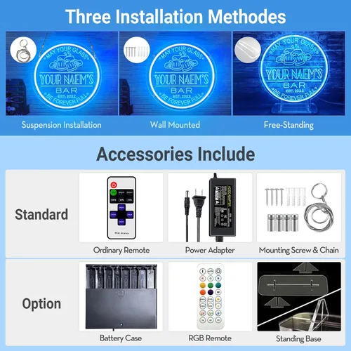 Miniatura 6 de Letrero de neón personalizado para bar en casa para decoración de pared de cueva de hombre, luz de neón LED con nombre personalizado con control