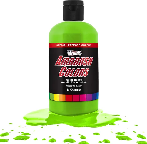 Miniatura 7 de U.S. Art Supply Pintura acrílica rosa neón para aerógrafo, 8 onzas, lista para rociar, pintura con pincel de aire para uñas, modelos, tela, pintura