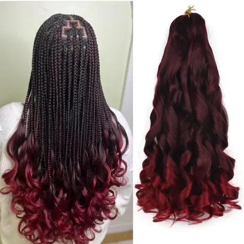 Miniatura 28 de Cabello rizado francés para trenzar de 12 pulgadas, 8 paquetes de cabello rizado preestirado para trenzas de caja, rizos franceses, trenzas