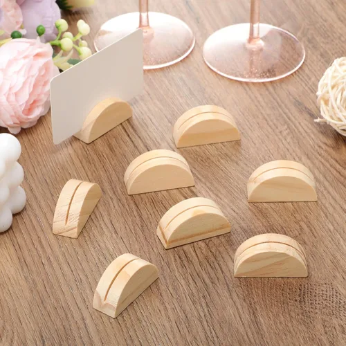Miniatura 3 de Colingmill 48 soportes de números de madera natural para interiores, ligeros, para mesa de boda, con nombre, diseño semicircular, tarjetero