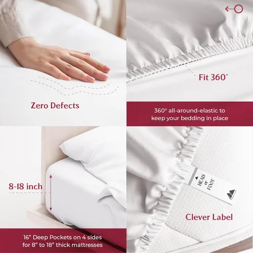 Miniatura 7 de Mayfair Linen - Sábana bajera ajustable de 100 % algodón egipcio de 800 hilos, tamaño Twin, con bolsillo profundo de 16 pulgadas, satén duradero