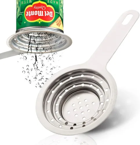 Colador de latas multiusos de acero inoxidable – Colador universal de acero inoxidable de grado alimenticio con asa para latas pequeñas y grandes,