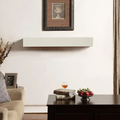 Miniatura 2 de Duluth Forge Mantel de madera de acacia maciza de 48 pulgadas con ménsulas, acabado blanco antiguo, perfecto para chimeneas de gas y leña
