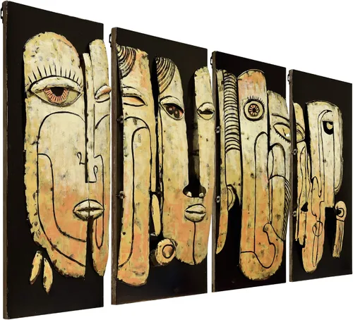 Miniatura 3 de Empire Art Direct Totem Poles - Arte de pared de metal abstracto pintado a mano, escultura de pared de hierro mixto Primo, decoración de pared 3D