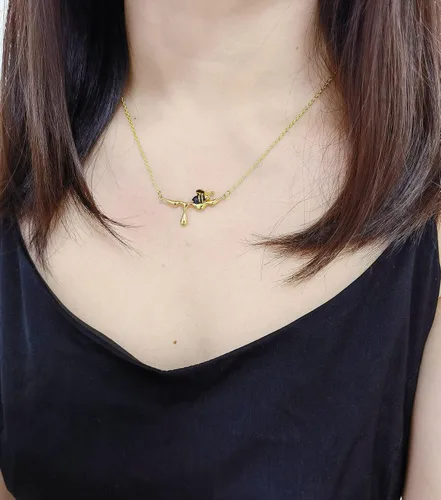 Miniatura 6 de Collar de abejorro con dije de abejorro, collares con colgante de miel goteante para mujer, joyería simple para uso diario, collares para mejores