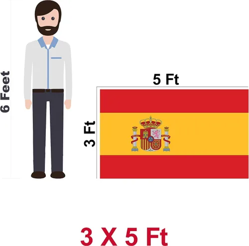 Miniatura 7 de G128 Bandera de España, 3 x 5 pies, serie LiteWeave, impresa en poliéster 100D, bandera de país, colores vibrantes, ojales de latón