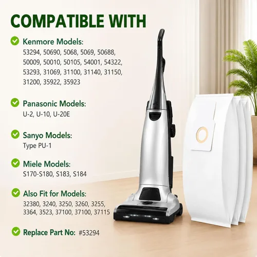 Miniatura 2 de Paquete de 14 bolsas de vacío HEPA de tela tipo O de repuesto para aspiradora vertical Kenmore, compatibles con los modelos 53294, 5068, 50688