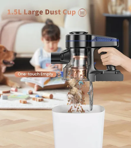 Miniatura 10 de NADALY Aspiradora inalámbrica, potente aspiradora de palo con tiempo de funcionamiento de 45 minutos, aspiradoras antienredos para el hogar, taza