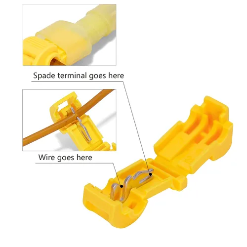 Miniatura 7 de Ginsco - 100 unidades/50 pares de conectores de cable T-Tap, terminales de cable eléctricos autopelables de empalme rápido con conector macho