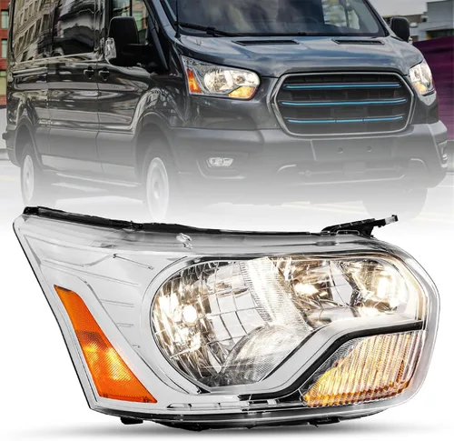 Miniatura 12 de SOCKIR Conjunto de faros delanteros de carcasa cromada para Ford Transit Van 150 250 350 HD de repuesto para Ford Transit Van 150 250 350 HD, lado