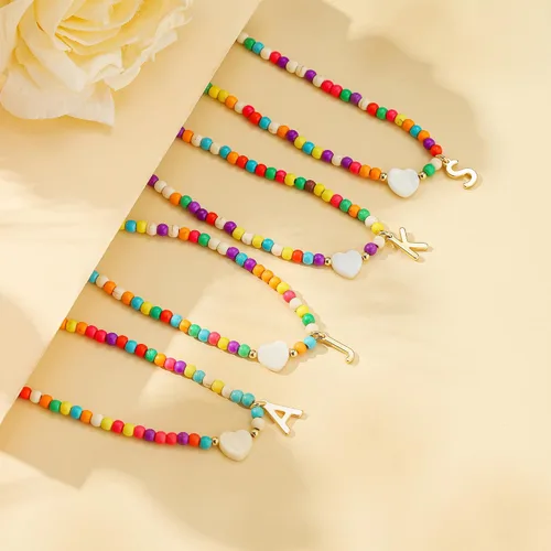 Miniatura 7 de Ursteel - Lindos collares coloridos con iniciales, gargantilla de cuentas de moda, regalo personalizado con iniciales para mujeres, adolescentes