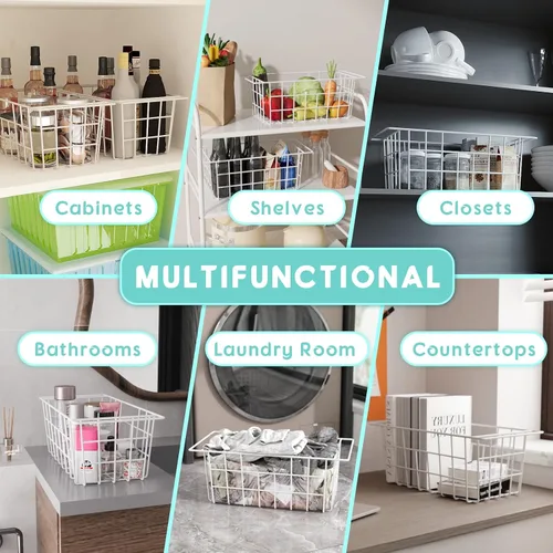 Miniatura 6 de Paquete de 2 organizadores de congelador de 16.5 pulgadas, contenedores organizadores de refrigerador, cestas de congelador con asas, cestas