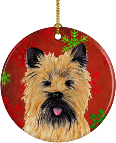 Miniatura 5 de Caroline's Treasures Bulldog English - Copos de nieve rojos y verdes, adorno de cerámica de Navidad, decoración colgante para el hogar, Navidad
